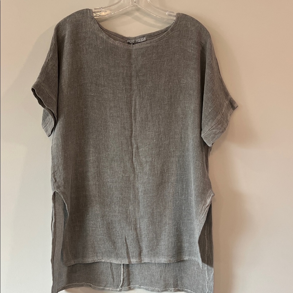 Tempo Paris - Charcoal‎ Tunic Blouse, s/m, linen
